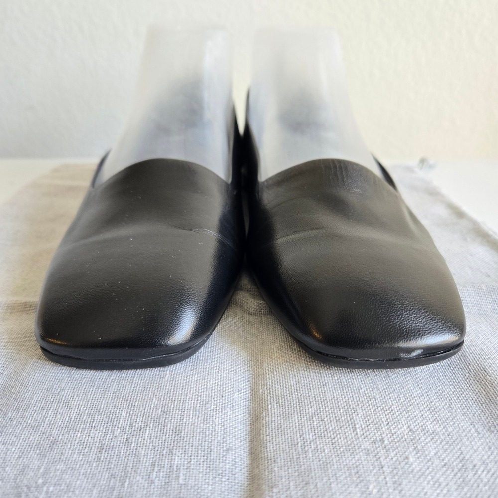 Aquatalia Womens Black Leather Square Toe Flat Shoes Made in Italy Size 9M - Picture 2 of 11